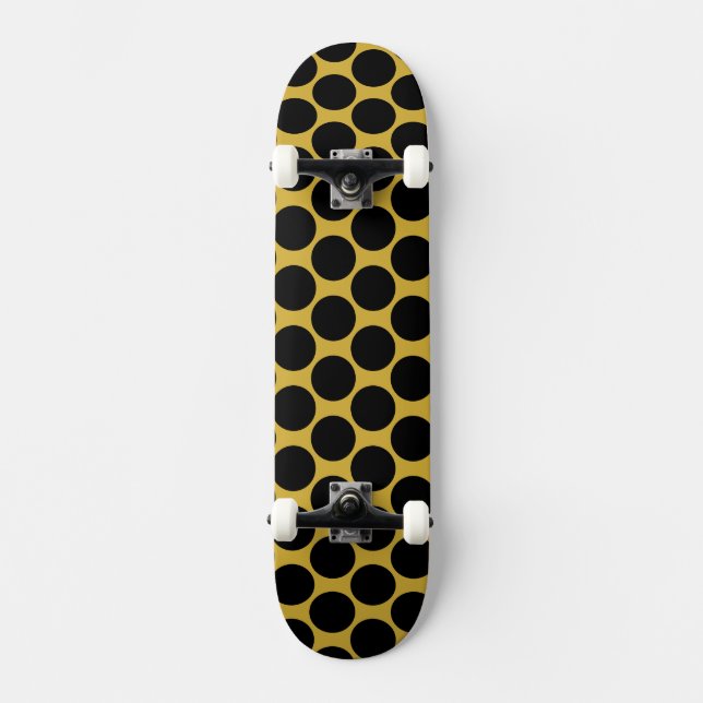 Skateboard Oro metálico con estilo de punto negro (Anverso)