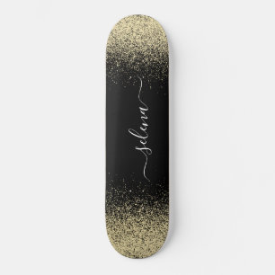 Skateboard Oro Negro Brillo Chica Monograma