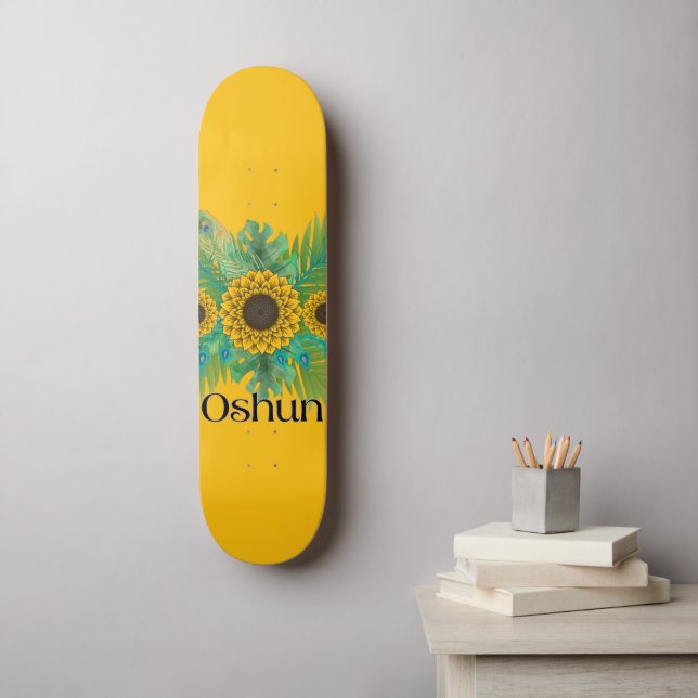 Skateboard Oshun Goddess Sunflowers (Arte de la pared)