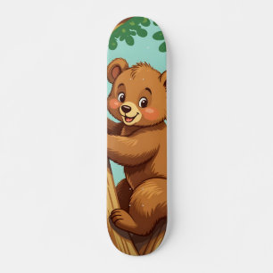 Skateboard Oso cachorro lindo subiendo a un árbol