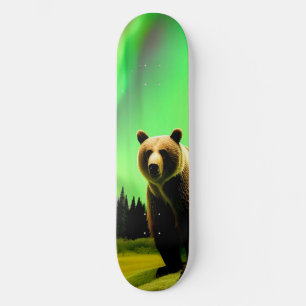 Skateboard Oso Grizzly de Alaskan y Aurora Boreal Verde