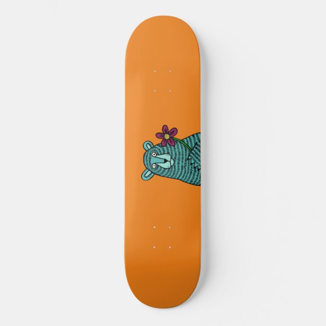 Skateboard Oso y flor (Anverso)