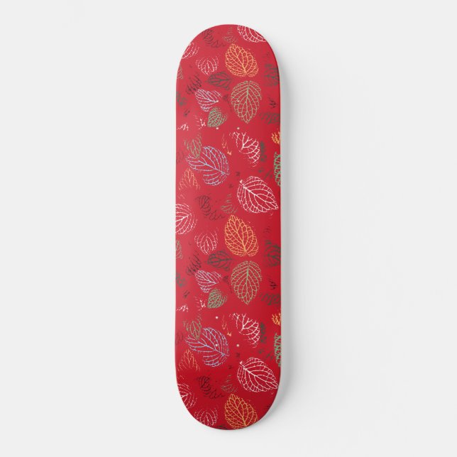 Skateboard Otoño, patrón de hojas (Anverso)