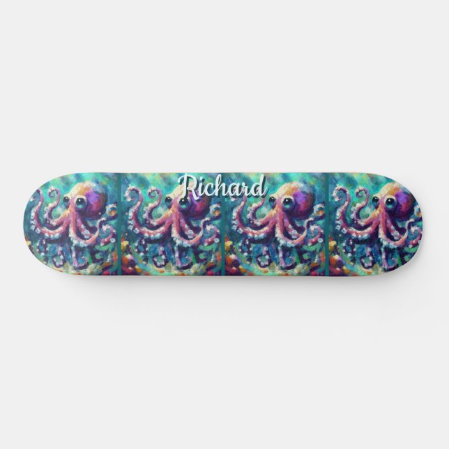 Skateboard Otopus Nautical Beach Coastal Personalizado (Horz)