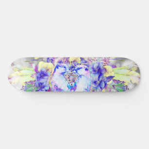 Skateboard Otter Dreamcatcher Blue Yellow Floral