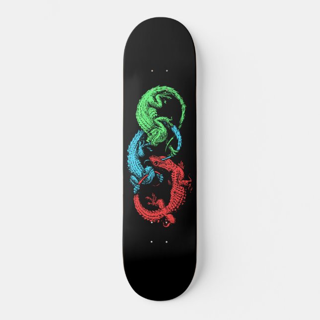 Skateboard Ouroboros Lizards Black (Anverso)