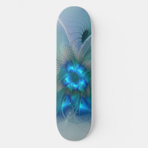 Skateboard Ovejas en pie, abstracto fractal turquesa azul
