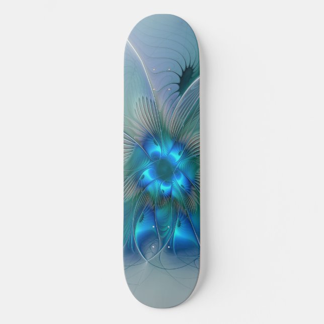 Skateboard Ovejas en pie, abstracto fractal turquesa azul (Anverso)