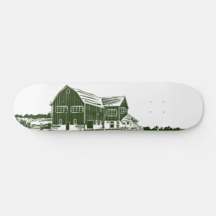 Skateboard Paisaje campestre estilo madera casa de campo