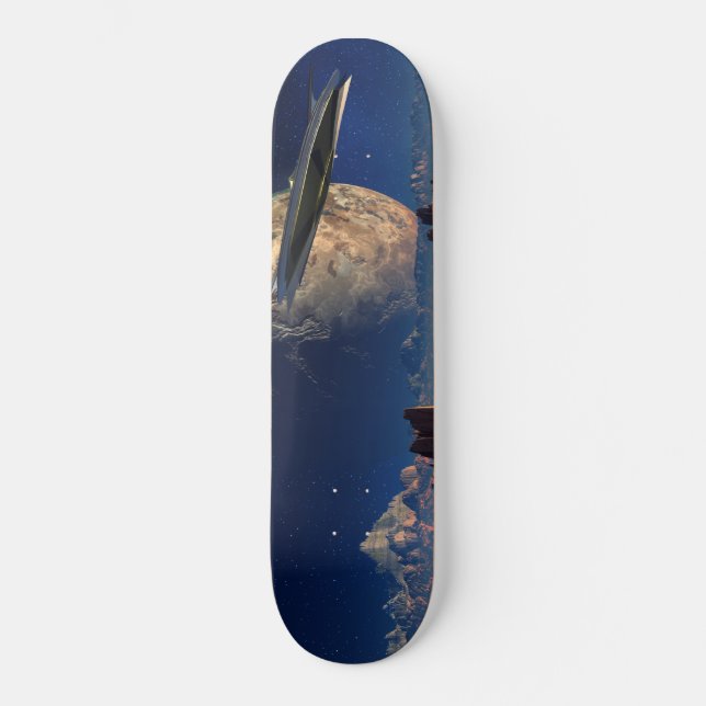 Skateboard Paisaje de ciencia ficción mundial de OVNI-Extranj (Anverso)