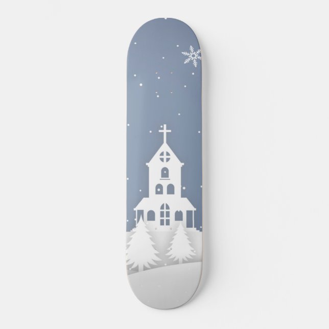 Skateboard Paisaje de la Iglesia navidad (Anverso)