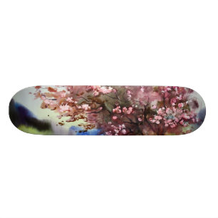 Skateboard Paisaje de la pintura de la acuarela
