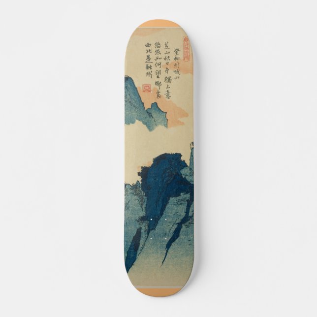 Skateboard Paisaje Montañoso con Letras Chinas (Anverso )