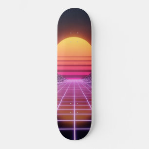Skateboard Paisaje Retrowave