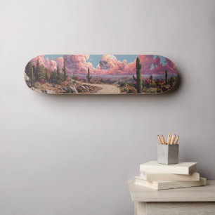 Skateboard Paisaje surrealista del desierto con nubes en form