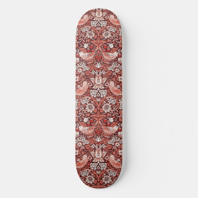 Skateboard Pájaro de Terracota Strawberry Thief de William Mo (Anverso)