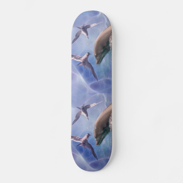 Skateboard Pájaros delfines y de submarinismo (Anverso)
