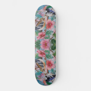 Skateboard Pájaros Parejas Flores Flores Patinaje - Pintura