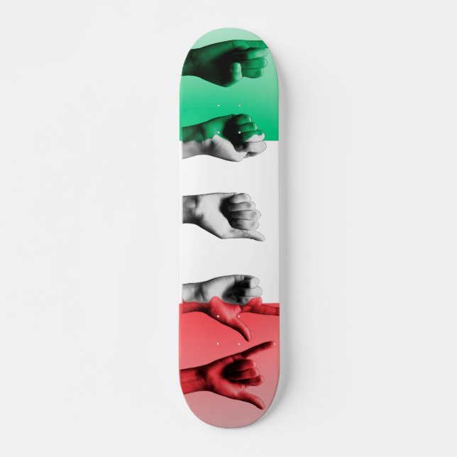 Skateboard Palabra Italia sobre la bandera italiana (Anverso )