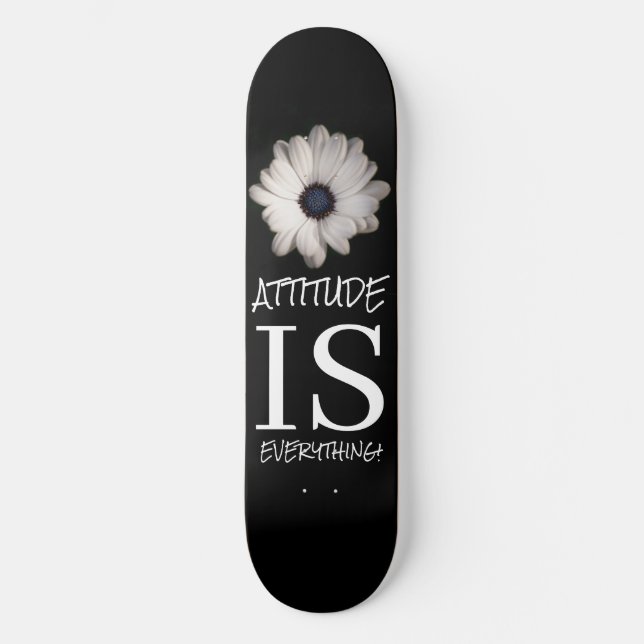 Skateboard PALABRAS POSTIVAS DE FLORES blancos negros en pati (Anverso)
