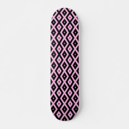 Skateboard Pale pink and black diamond pattern