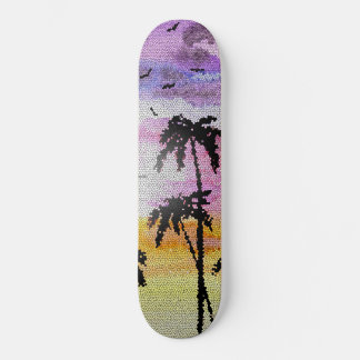 Skateboard Palm Trees Sunset Mosaic