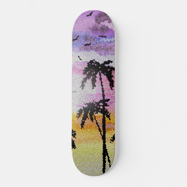 Skateboard Palm Trees Sunset Mosaic (Anverso)
