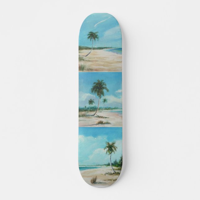 Skateboard palma, arena del playa, playita (Anverso )
