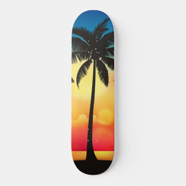 Skateboard Palmera al atardecer (Anverso)