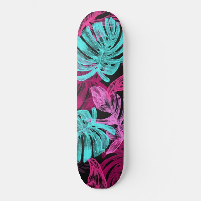 Skateboard Palmera tropical fluorescente (Anverso)