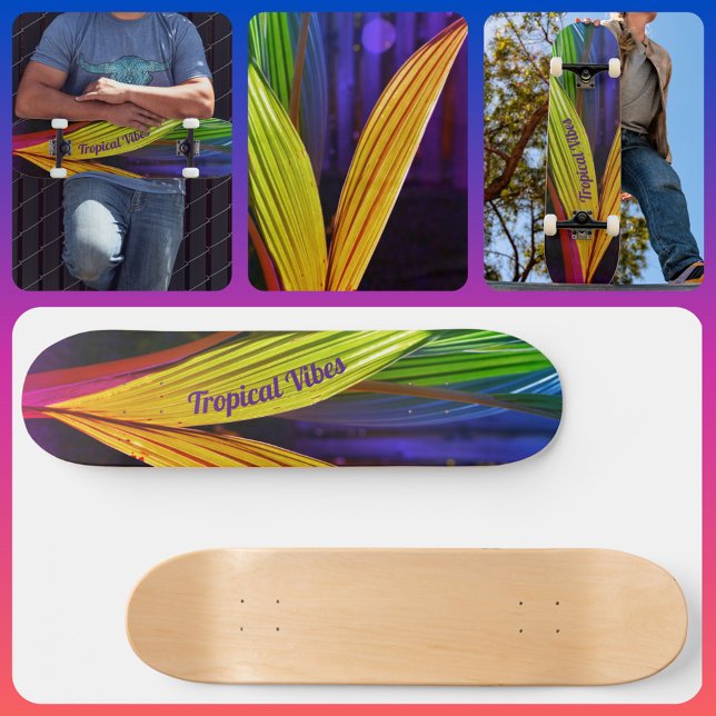 Skateboard Palmeras de colores vivos y vibraciones tropicales (Subido por el creador)