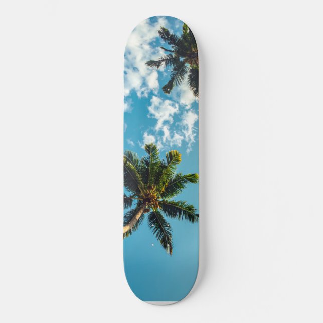 Skateboard Palmeras en cielo azul (Anverso)