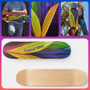 Skateboard Palmeras multicolores brillantes con vibraciones t