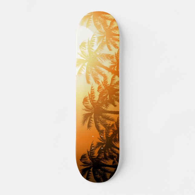 Skateboard Palmeras tropicales al atardecer (Anverso)
