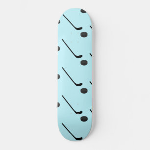 Skateboard Palos de Hockey sobre Hielo Color Negro Disco Azul
