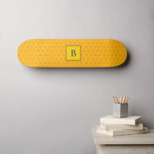 Skateboard Panal, Iniciales, Nombre sobre Amarillo