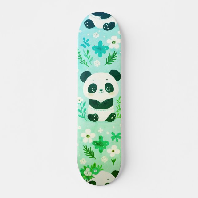 Skateboard Panda Patrón de oso Impresión verde (Anverso )