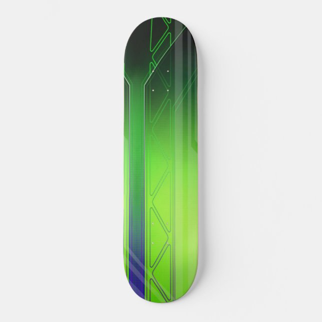 Skateboard Panel Holográfico de Ciencia Ficción Verde y Negro (Anverso)