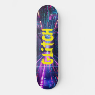 SKATEBOARD PANTALLA DE NEON CON GLITCH
