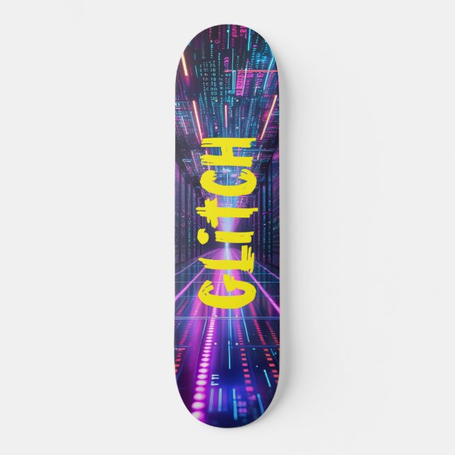 SKATEBOARD PANTALLA DE NEON CON GLITCH (Anverso)