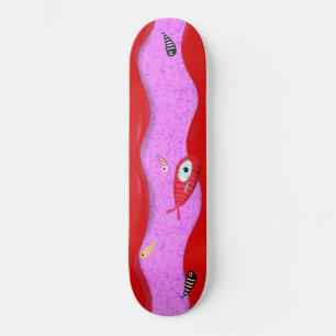 Skateboard Pantalones de líneas rojas y rosadas Fishes Waves