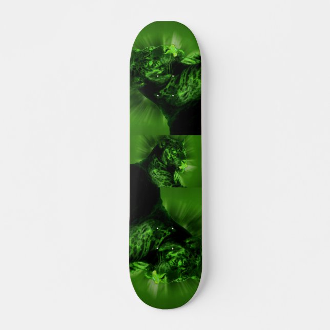 Skateboard Pantera negra en verde (Anverso )