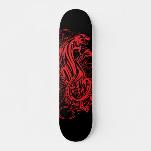 Skateboard Pantera Roja Sólida Estilo de Tatuaje Gótico en Ne
