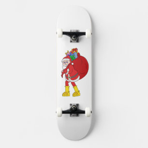 Skateboard Papá Noel con botas amarillas grandes