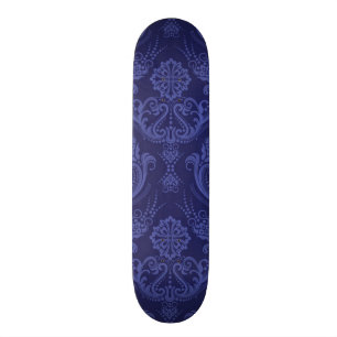 Skateboard Papel pintado floral azul de lujo del damasco