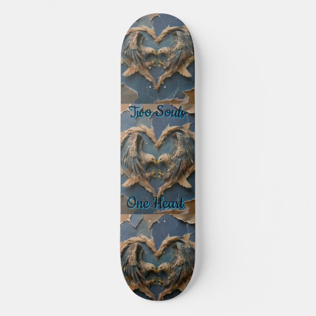 Skateboard Paper Cut Eagle Two Souls One Heart (Anverso)