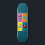 Skateboard Paquete de arte pop<br><div class="desc">Decoración de arte mural al estilo Pop Art de los años 80. El nombre artístico es "Gossip lips", este arte es enteramente mi propio dibujo, el color vívido contrasta la boca de los labios con una hermosa cara femenina en colores azul turquesa naranja. Una elección perfecta para todos los gustos...</div>