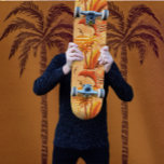 Skateboard Paraíso tropical retro<br><div class="desc">Paleta retro cálida y un patrón de paraíso tropical</div>