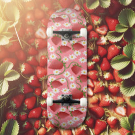 Skateboard Parche de fresa rojo y rosa