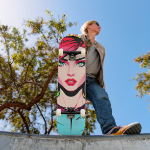 Skateboard Pasear por la vibla artística: Chica de arte pop